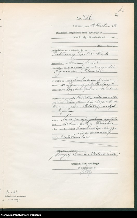 Obraz 15 z jednostki "Księga miejscowa zgonów tom II [Rejestr główny zgonów]"