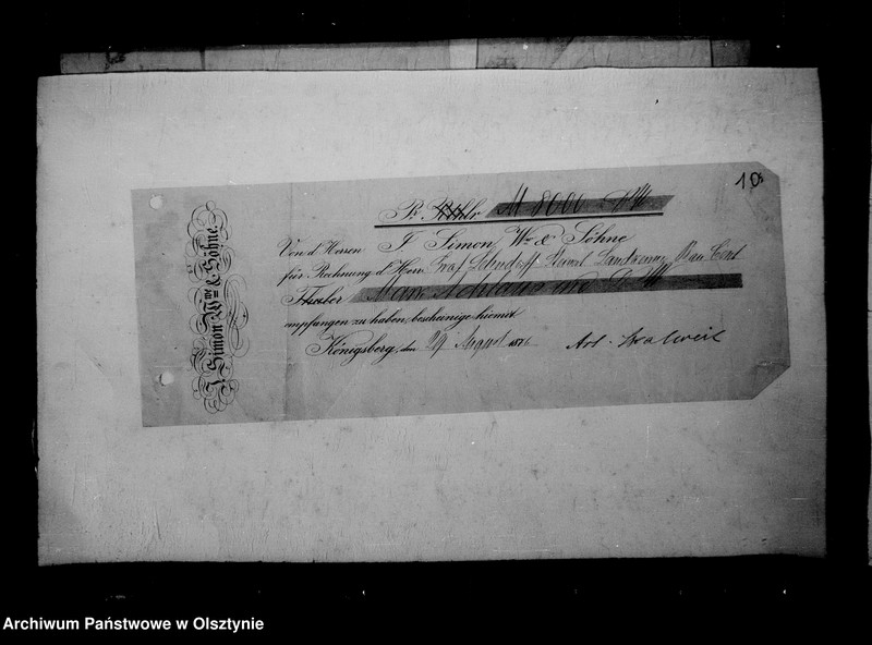 image.from.unit.number "/Akten betr. Geldgeschäfte der Lehndorff mit dem Bankhause J. Simon u. Söhne, Kgb/"