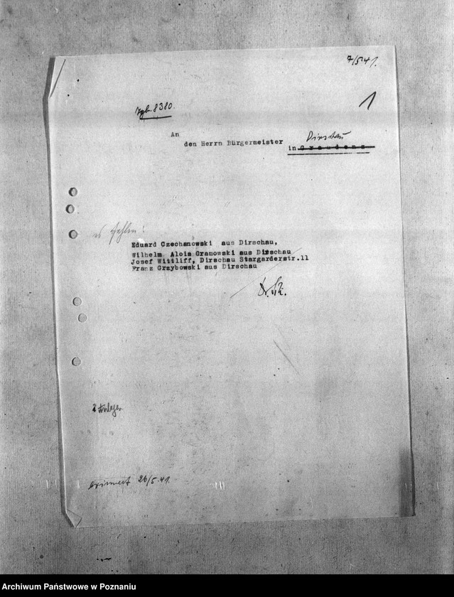 Obraz 5 z jednostki "Amtliche Meldung Kreis Dirschan (Tczew)"