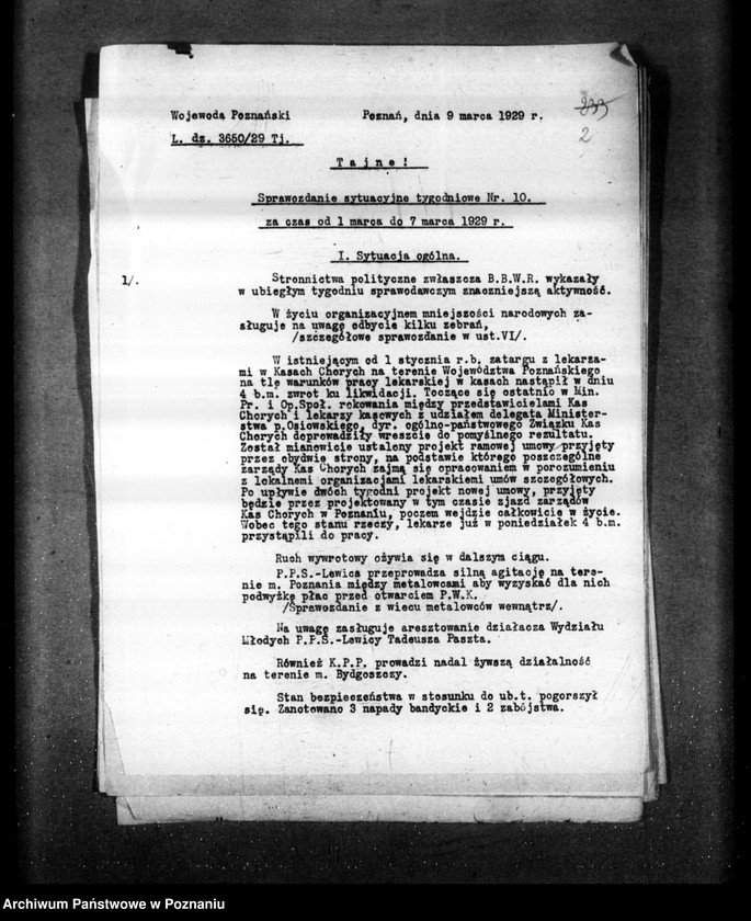 Obraz 6 z jednostki "Sprawozdania sytuacyjne tygodniowe za czas od 1 marca do dnia 28 marca 1929 r. /nr 10-13/"