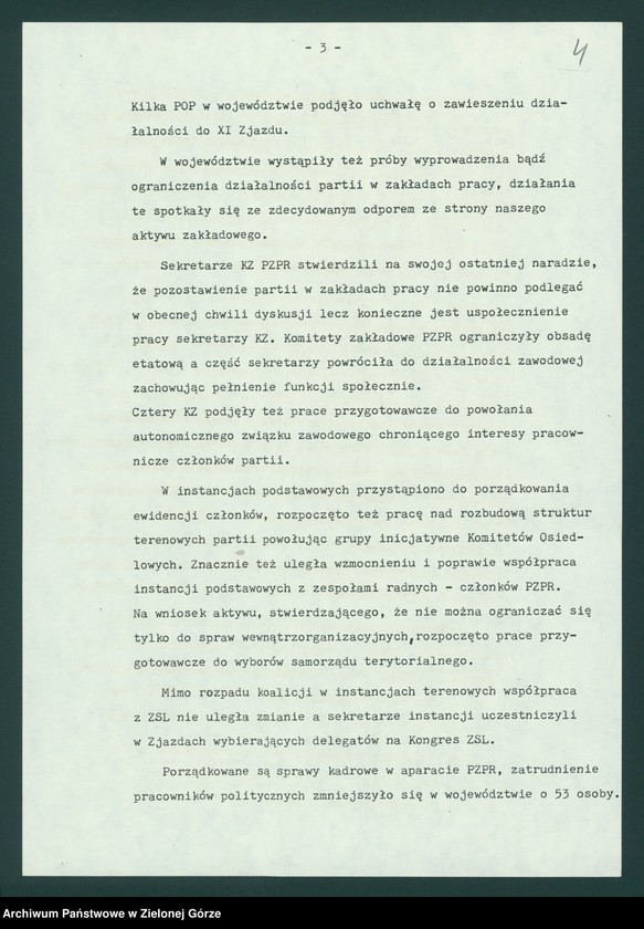 image.from.unit.number "Protokół z XI plenarnego posiedzenia KW nt. Zadania wojewódzkiej organizacji partyjnej przed XI Zjazdem PZPR. Załączniki. 10 listopada 1989"