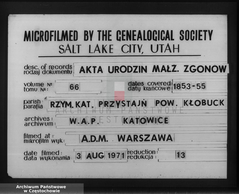 Obraz 1 z jednostki "Księga duplikat [akt] urodzonych, zaślubionych i zmarłych Parafii Przystajń w w okręgu częstochowskim, dekanacie krzepickim z roku 1854"