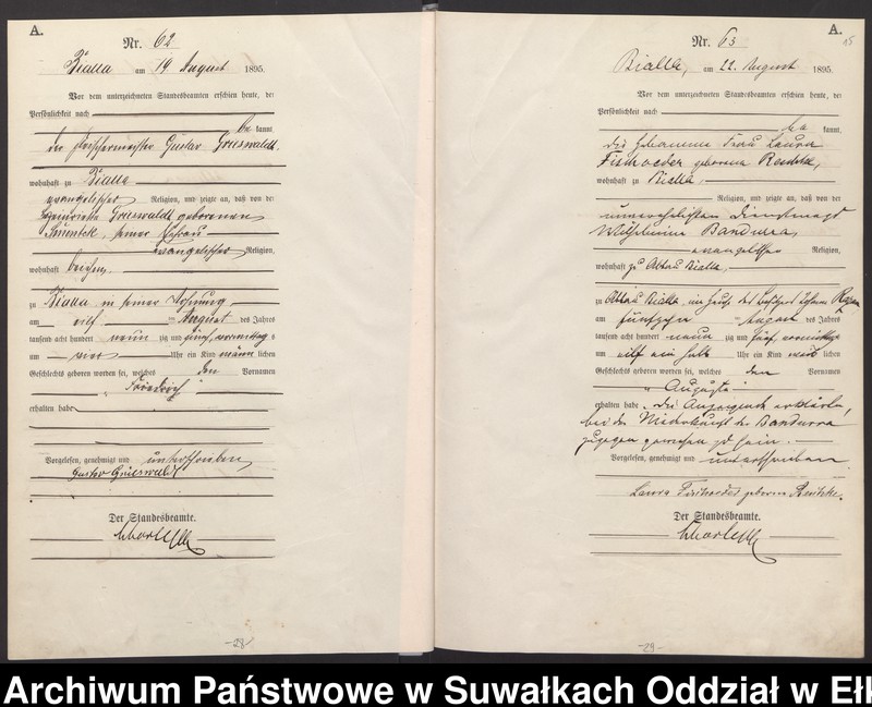 image.from.unit.number "[Geburts-Haupt-Register des Königlichen Preussischen Standes-Amtes Bialla Kreis Johannisburg]"