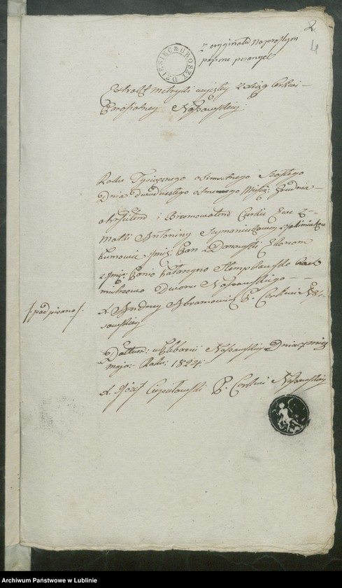 image.from.unit.number "Alegaty do ksiąg urodzeń, zapowiedzi, małżeństw i zgonów z lat 1824 - 1825"