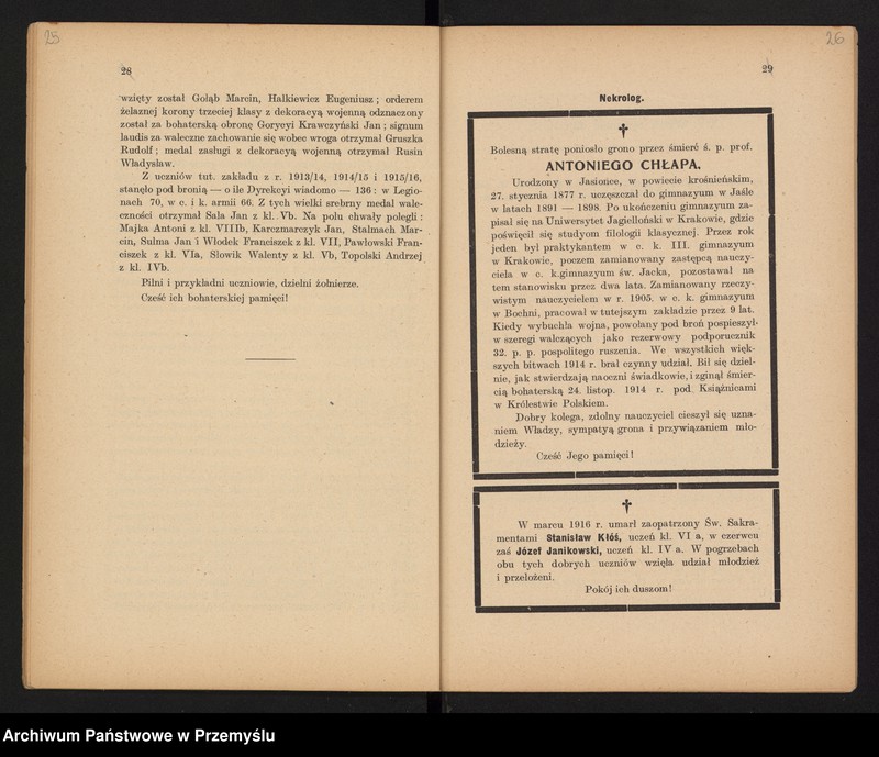 image.from.unit.number "Sprawozdanie Dyrekcji c.k. Gimnazjum w Bochni za rok szkolny 1915/16"