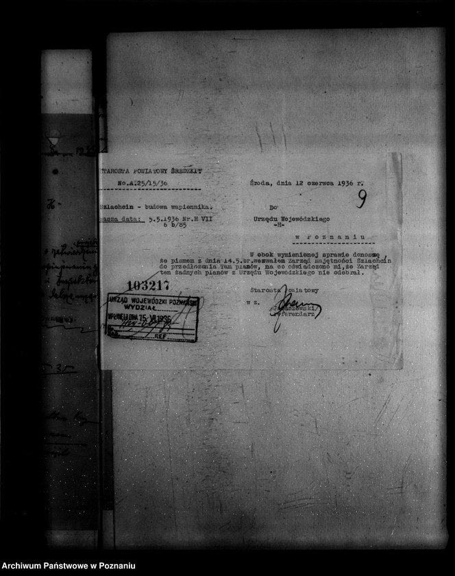 Obraz 13 z jednostki "Zatwierdzenie zakładu przemysłowego /wapniarni/ Zarząd Majętności Szlachcin powiat średzki"