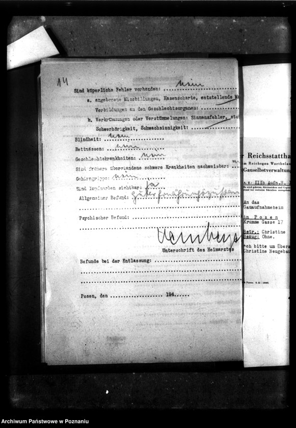 Obraz 18 z jednostki "[Akta personalne wychowanka Christine Neugebauer, ur. 11 V 1934]."
