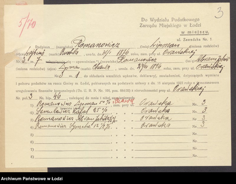 image.from.unit.number "Księga inwentarzowa nieruchomości m. Łodzi ul. Orawska"