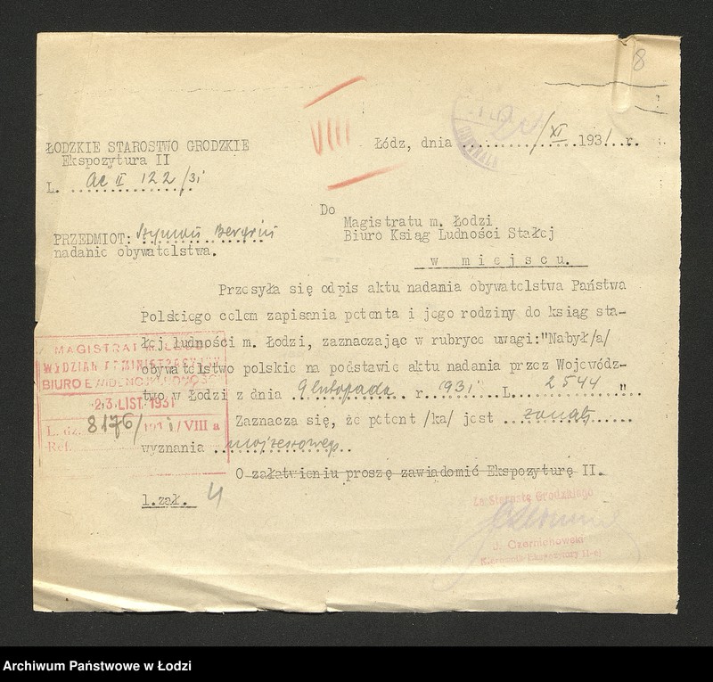 Obraz 10 z jednostki "Dowody metrykalne stałych mieszkańców m. Łodzi nr domu 1461"