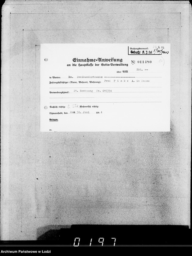 Obraz 16 z jednostki "26 Kassenbelege nr 62/7084- 7850"