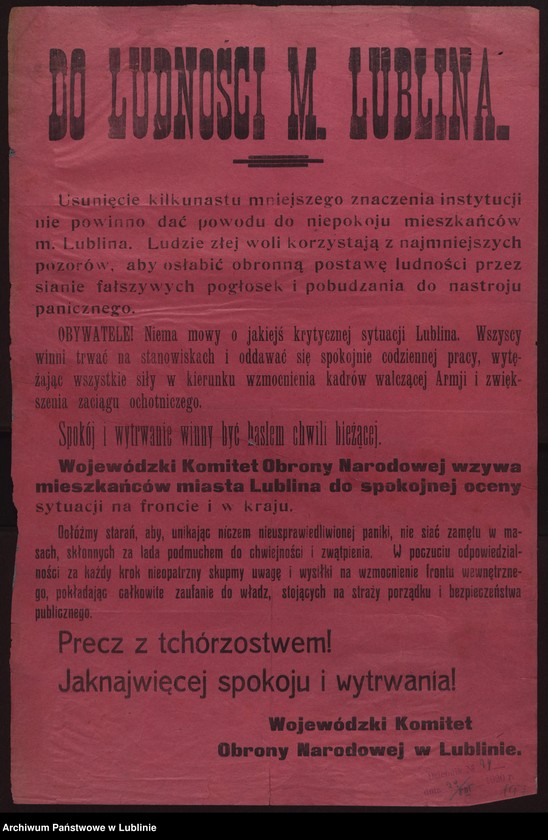 image.from.collection.number "Wojewódzki Komitet Obrony Narodowej w Lublinie - zadania w obliczu wojny 1920 r."