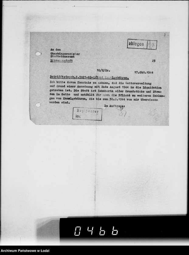 Obraz 7 z jednostki "Akten betr.Correspondenz an Hern Oberbürgermeister und Bürgermeister"