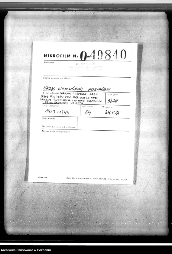 Obraz 2 z jednostki "Sprawa lustracji lasu dóbr Osuchów powiatu kaliskiego oraz sprawa odroczenia terminu zalesienia 3,06 ha gruntów leśnych"