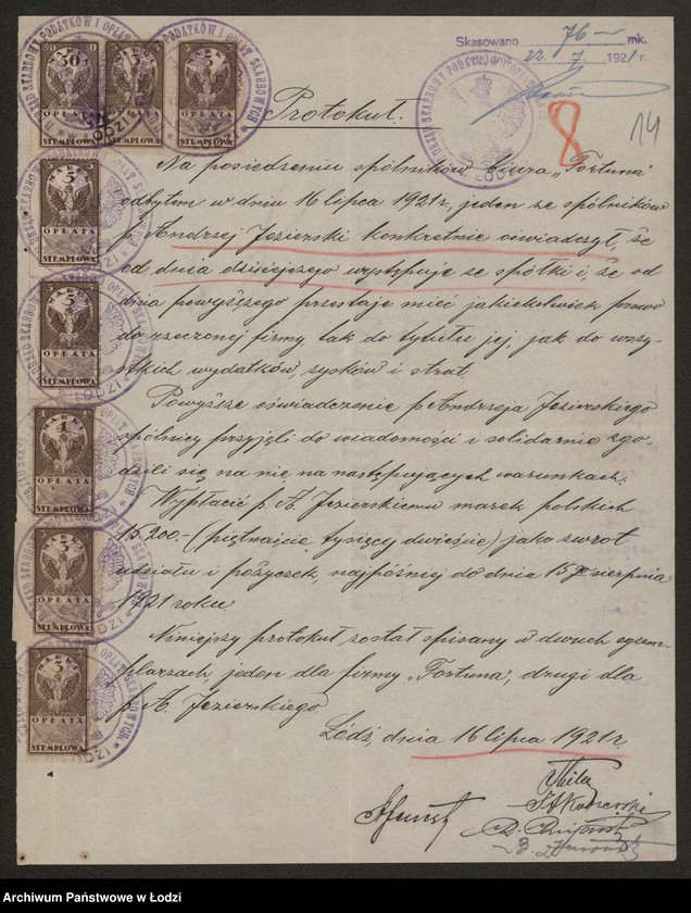 Obraz 16 z jednostki ""Fortuna"- Karol Kujawski, Stanisław Koperski i S-ka- biuro handlowo-komisowe oraz kupno i sprzedaż przetworów przemysłowych i ziemiopłodów"