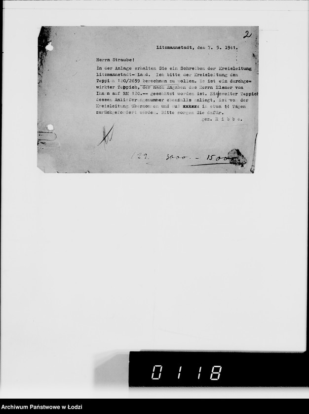 Obraz 6 z jednostki "Beschlagnahmte Sachen. Lager 39 [Kwity przesyłkowe i listy tyczące się przesyłek towarów]"