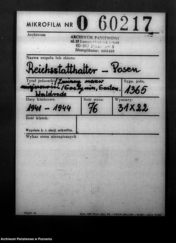 Obraz 2 z jednostki "Zmiany nazw miejscowości- Gostynin, Gasten, Waldrode"