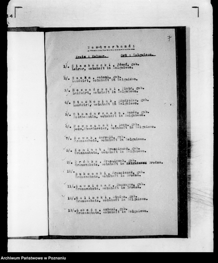 Obraz 11 z jednostki "/Lista Członków Związku Zachodniego w Śmiłowie, Morzewie i Zelgniewie powiatu chodzieskiego/"