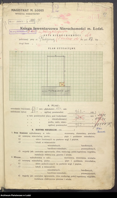 image.from.unit.number "Księga inwentarzowa nieruchomości m. Łodzi ul. Podgórna"