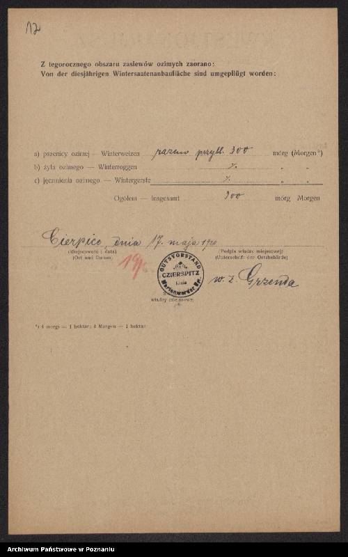 Obraz 14 z jednostki "[Kwestionariusze dotyczące obszaru ozimin zaoranych, powiat gniewski]"