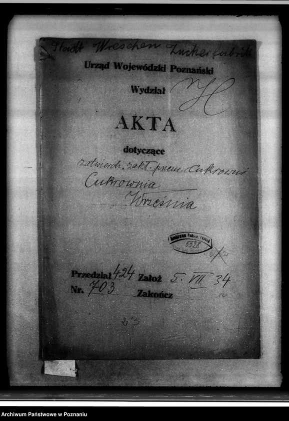 Obraz 4 z jednostki "Zatwierdzenie zakładu przemysłowego /urządzenie cukrowni we Wrześni/ Spółka Akcyjna"