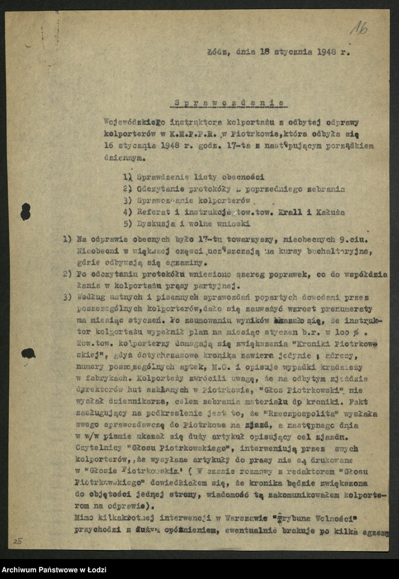 Obraz 18 z jednostki "Kolportaż - sprawozdania instruktora [wojewódzkiego] z wyjazdów w teren"