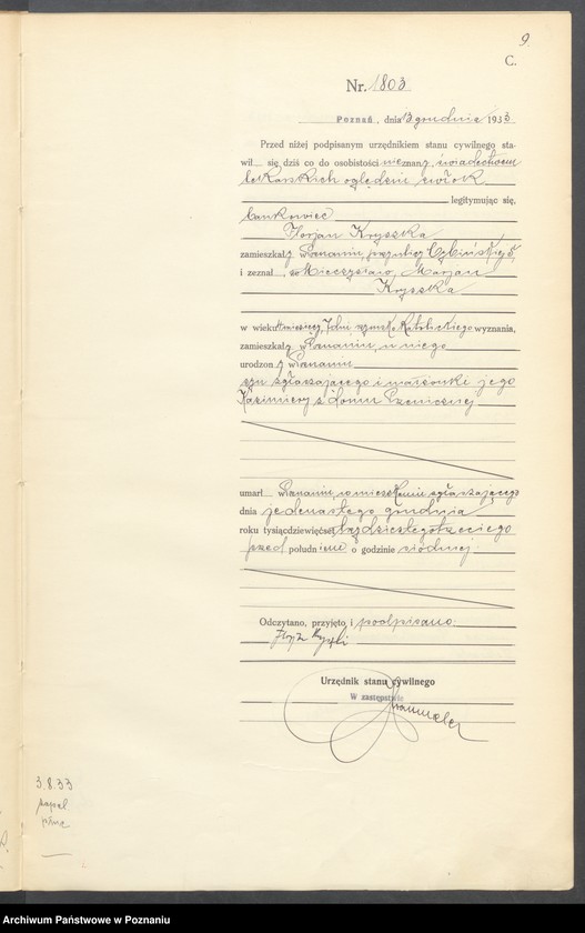 Obraz 11 z jednostki "Księga miejscowa zgonów tom IV [Rejestr główny zgonów]"