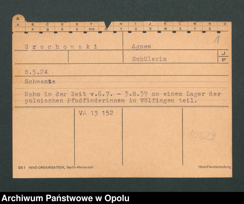 Obraz 3 z jednostki "[Grochowski Agnes, ur.8.5.1924, zam. Schwente]"