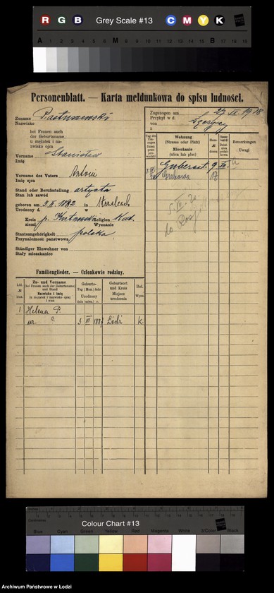 Obraz 3 z jednostki "[Spis ludności Łodzi] Pastuszewski-Patron"