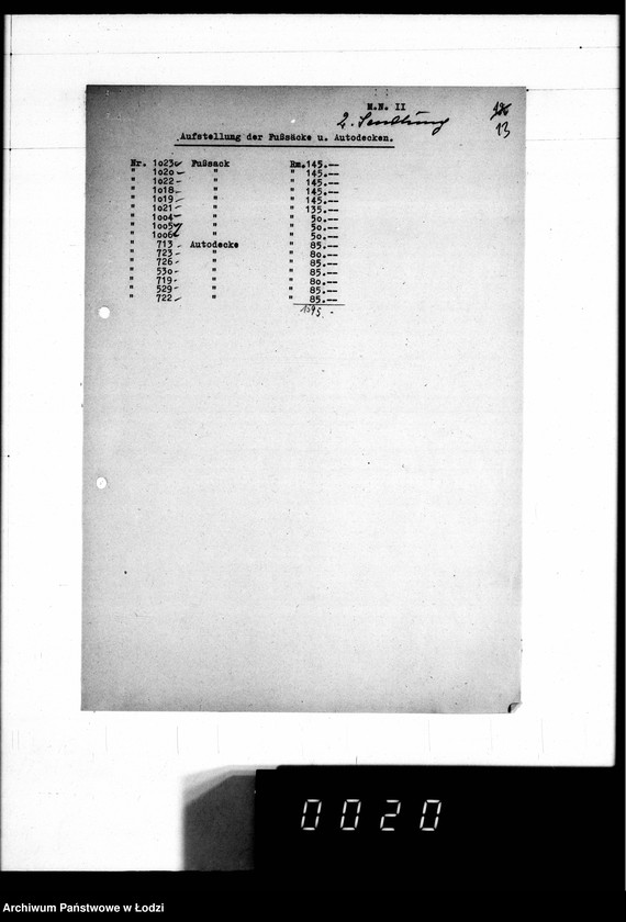 Obraz 18 z jednostki "Lieferscheine, [Zestawienia dostaw i sprzedaży futer]"