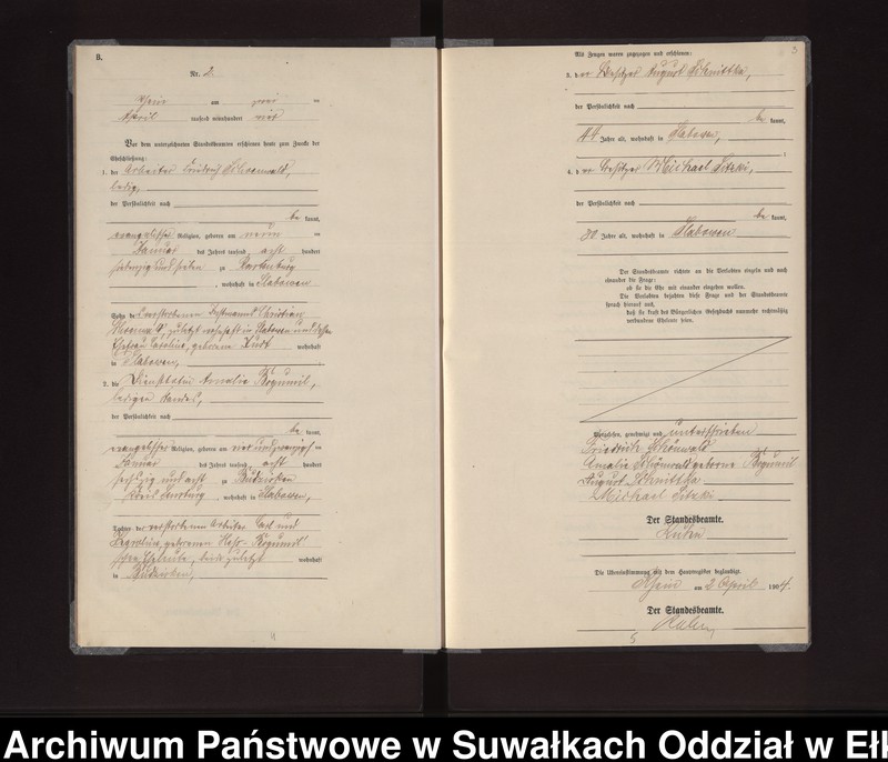 image.from.unit.number "Heirats-Neben-Register des Königlichen Preussischen Standes-Amtes Gneist Kreis Loetzen"