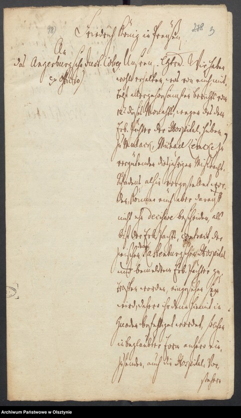 image.from.unit.number "In S. [Sachen] des Erbpächters der Rastenburgischen Hospital Huben zu Mulack [Muławki] Michael Lemcke wegen erlittenen Mißwachses und gebethener Zins=Erlaßung"