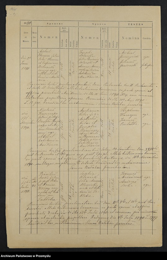 image.from.unit.number "Extractus metricalis e libris natorum et baptisatorum bannorum copulatorum a mortiorum - parochiae Kosienicensis decanatus Pruchnicensis A. 1890"