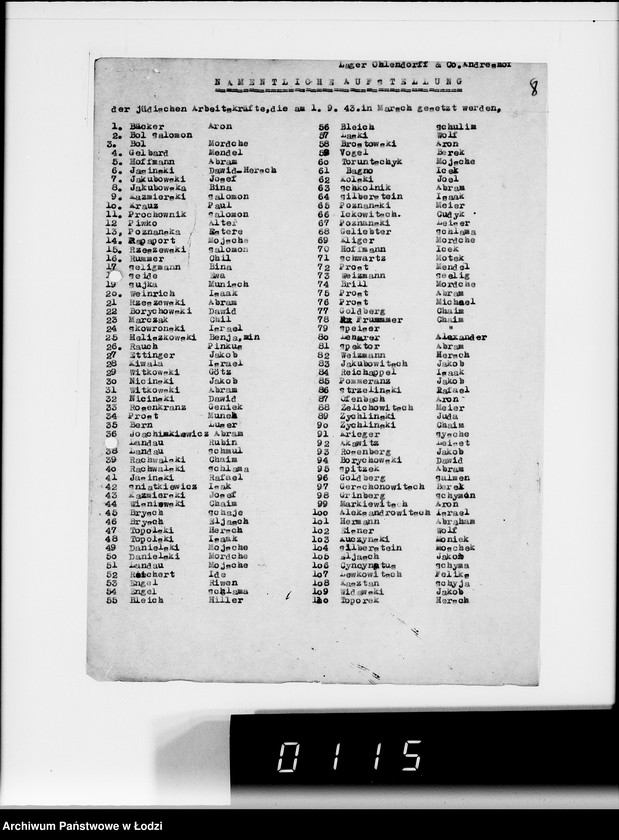 Obraz 12 z jednostki "Sonderkonto 12300. Arbeitsamt Litzmannstadt Judenlager: Löwenstadt- (Amtskommissar Löwenstadt), Hulanki- (Krs.Litzmannstadt), Jendrzejów, Andrzejów, Ostrowo (Krs.L-stadt)."