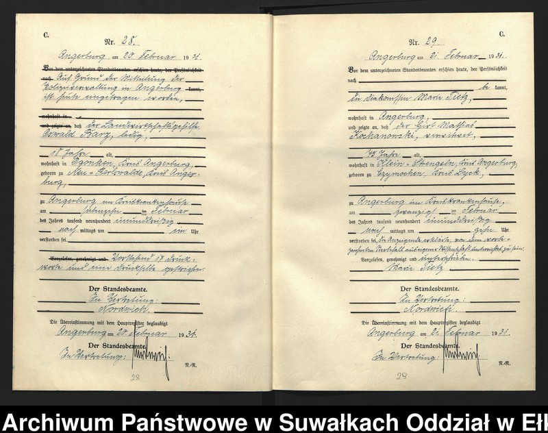image.from.unit.number "C2. Sterbe - Register (Neben - Register) Standesamt Angerburg Ostpr. einschl. der Standesamtsbezirk Gross Strengeln, Kehlen und Prinowen"