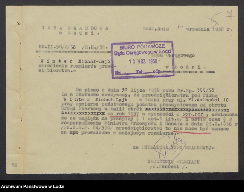 Obraz 9 z jednostki "Michał Lajb Winter- sprzedaż towarów bawełnianych i półwełnianych"