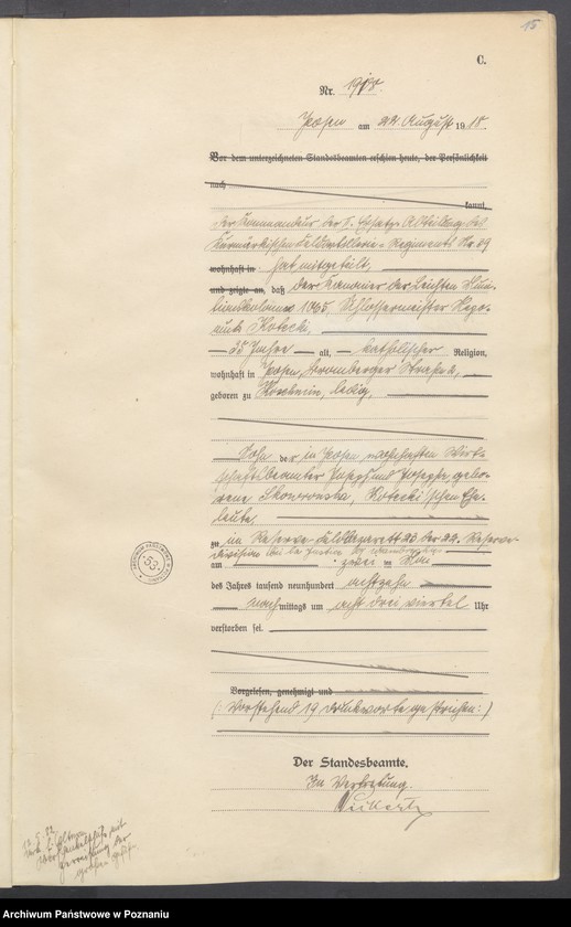 Obraz 17 z jednostki "Księga miejscowa zgonów tom V [Rejestr główny zgonów]"