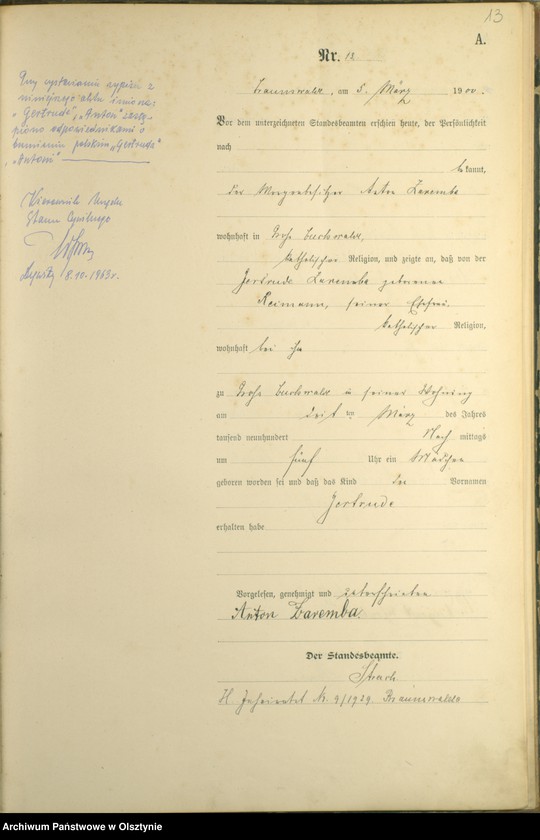 image.from.unit.number "Geburts-Haupt-Register Nr 1 - 78"