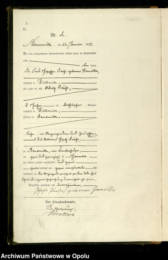 Obraz 5 z jednostki "Sterbe-Haupt-Register Standesamts Bauerwitz pro 1902"