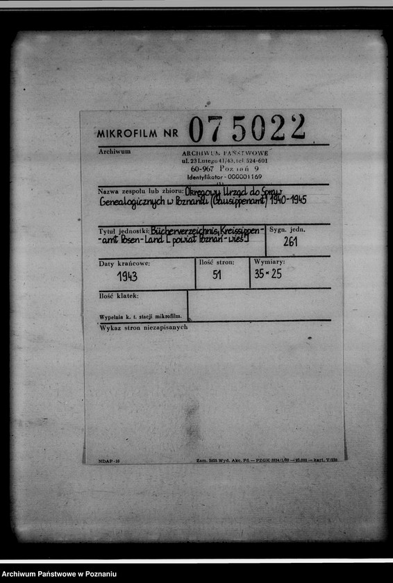 Obraz 2 z jednostki "Bücherverzeichnis, Kreissippenamt Posen-Land [powiat Poznań-wieś]"