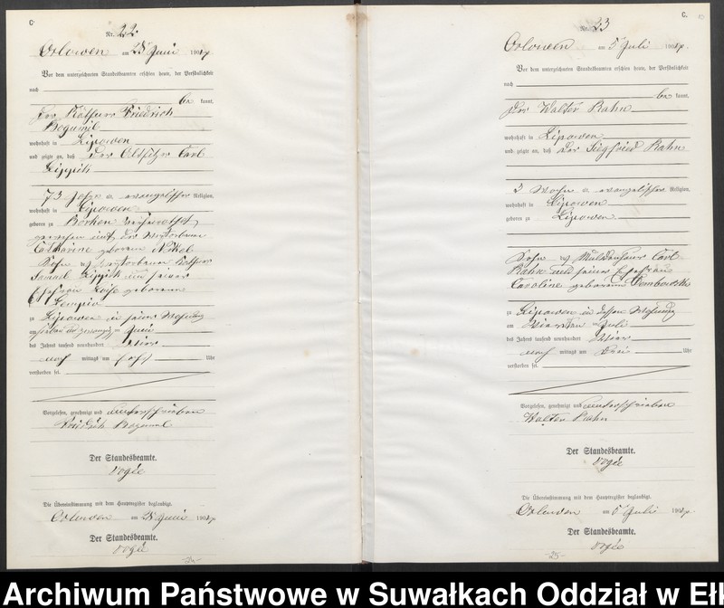 image.from.unit.number "Sterbe-Neben-Register des Preussischen Standes-Amtes Orlowen Kreis Lötzen"