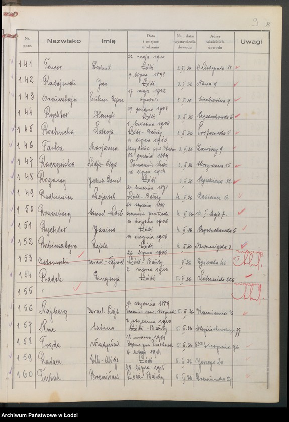 image.from.unit.number "Ewidencja dowodów osobistych wydanych przez Zarząd Miejski w Łodzi, zespół nr 6 [- nazwiska na litery N, O, R, T]"