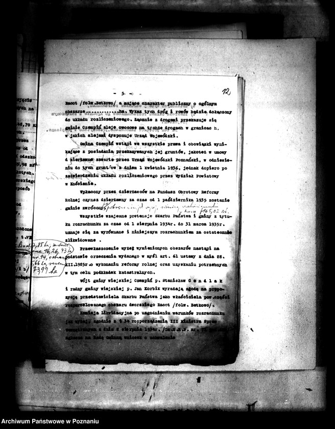 Obraz 16 z jednostki "Rozrachunki z gminą Czempiń odnośnie rozparcelowanego obszaru dworskiego Betkowo"