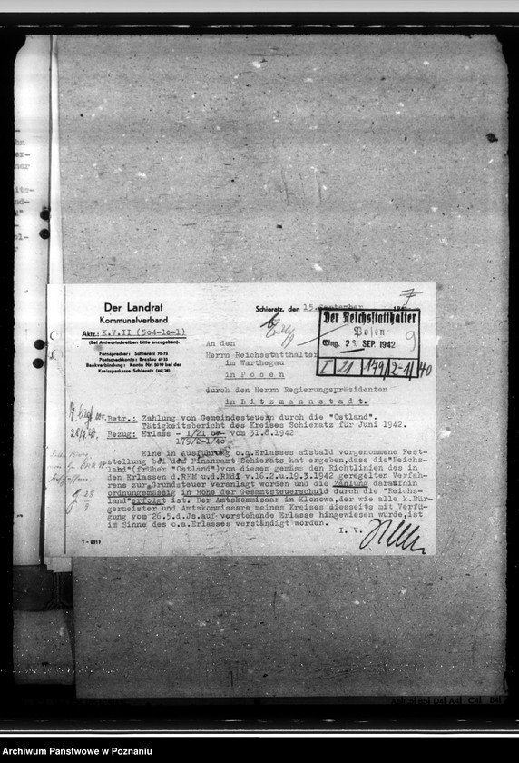 Obraz 13 z jednostki "Tätigkeitsberichte des Landrats des Kreises Schieratz über gemeindliche Finanz- und Steuerpolitik, sowie die Volkspflegekosten und Massnahmen auf dem Gebiete der Volkspflege"