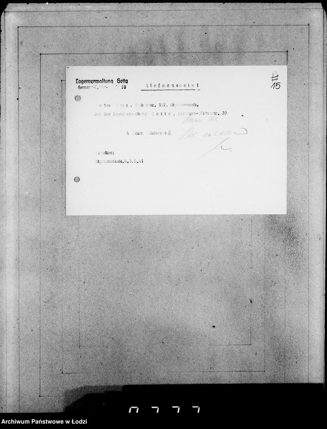 Obraz 19 z jednostki "Einnahme Anweisungen. [Sprzedaż przedmiotów skonfiskowanych]"