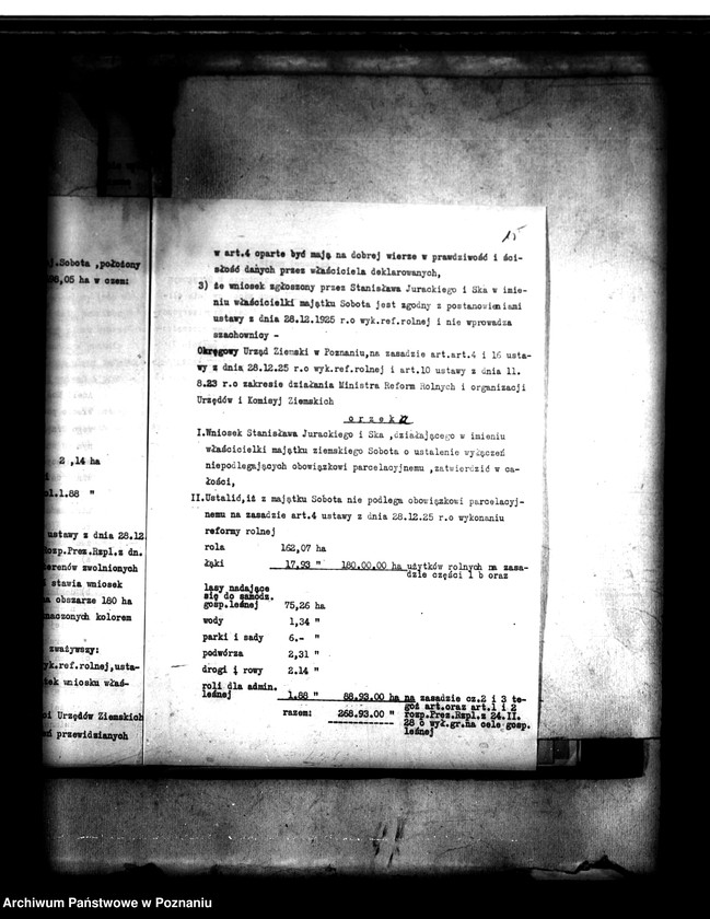 Obraz 20 z jednostki "Majątek Sobota powiatu poznańskiego wyłączenie z art. 4 i 5 ustawy o wykonaniu reformy rolnej Józef Frydrychowicz"