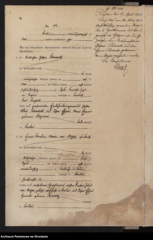 image.from.unit.number "Heiraths-Haupt-Register Breslau II 1910 Band 3"