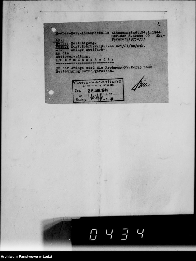 Obraz 12 z jednostki "Auftrag 5934. Warenverwertung an den Judenältesten für Munitionslager Lublin. Geschosskörbe"