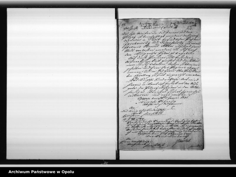 Obraz 20 z jednostki "Acta generalia des Magistrats zu Oppeln betreffend alle höhere Ortserlassenen Verordnungen in Rücksicht der Fremden - Polizei, der Aufsicht über revolutionair gesinnte Personen, Verfolgung von verdächtigen Ausländern, und aller derjenigen Verfügungen welche die pohlnischen Insurection betreffen"