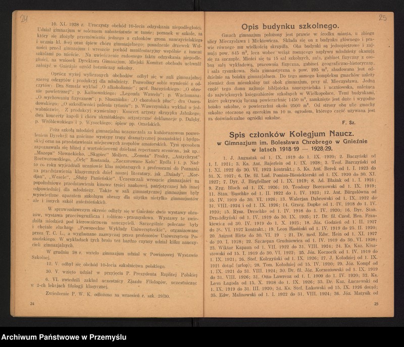 image.from.unit.number "Sprawozdanie Dyrekcji Państw[owego] Gimnazjum im. Bolesł[awa] Chrobrego w Gnieźnie za lata 1918/19-1928/29"