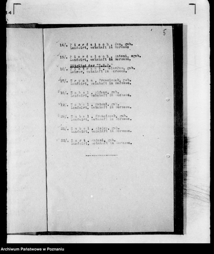 Obraz 9 z jednostki "/Lista Członków Związku Zachodniego w Śmiłowie, Morzewie i Zelgniewie powiatu chodzieskiego/"